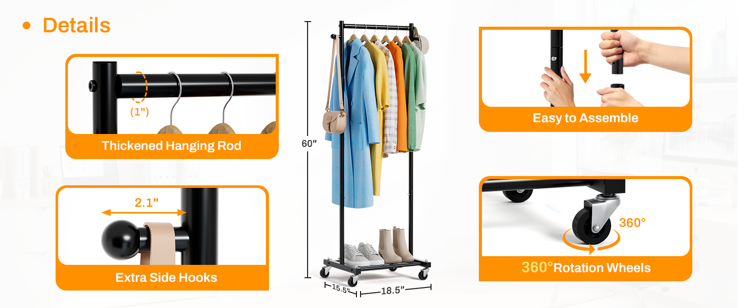 clothes rack with wheels