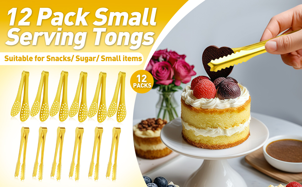 gold serving tongs salad tongs for tea party, coffee, appetizers, desserts and ice bucket