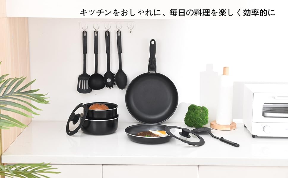 鍋　フライパン　12点セット Amazon.co.jp: abizoeフライパン 鍋 12点セット ダイヤモンド