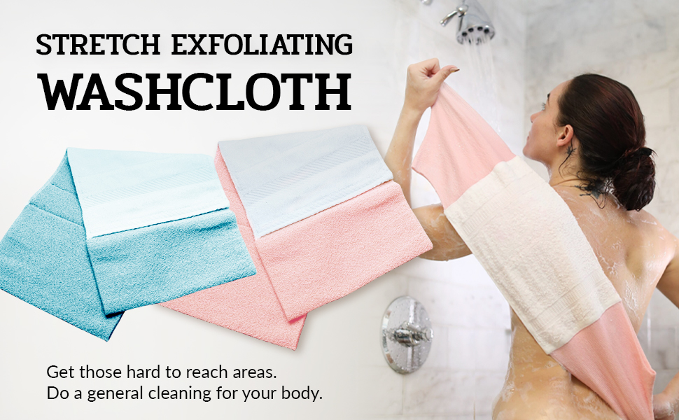 COWAN All in One Stretch Exfoliating Washcloth for Back