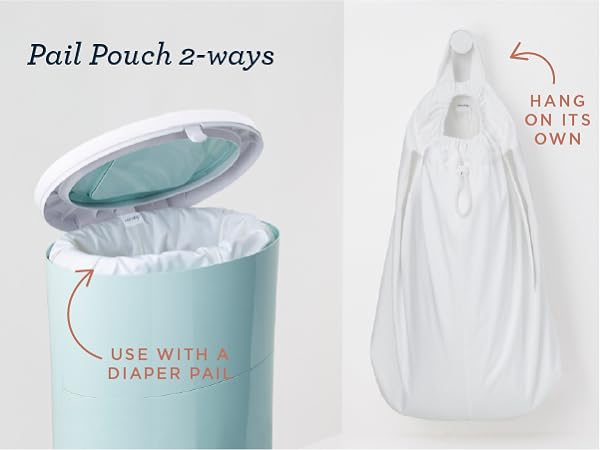 Pail Pouch 2-Ways. Use with a diaper pail or hang on its own