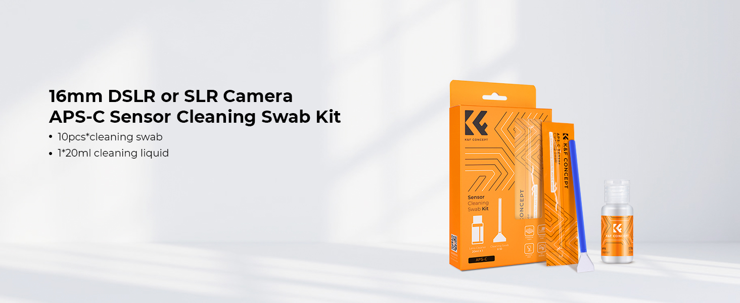 K&F Concept 16mm APSC Sensor Cleaning Swab*10 + 20ml Sensor Cleaner