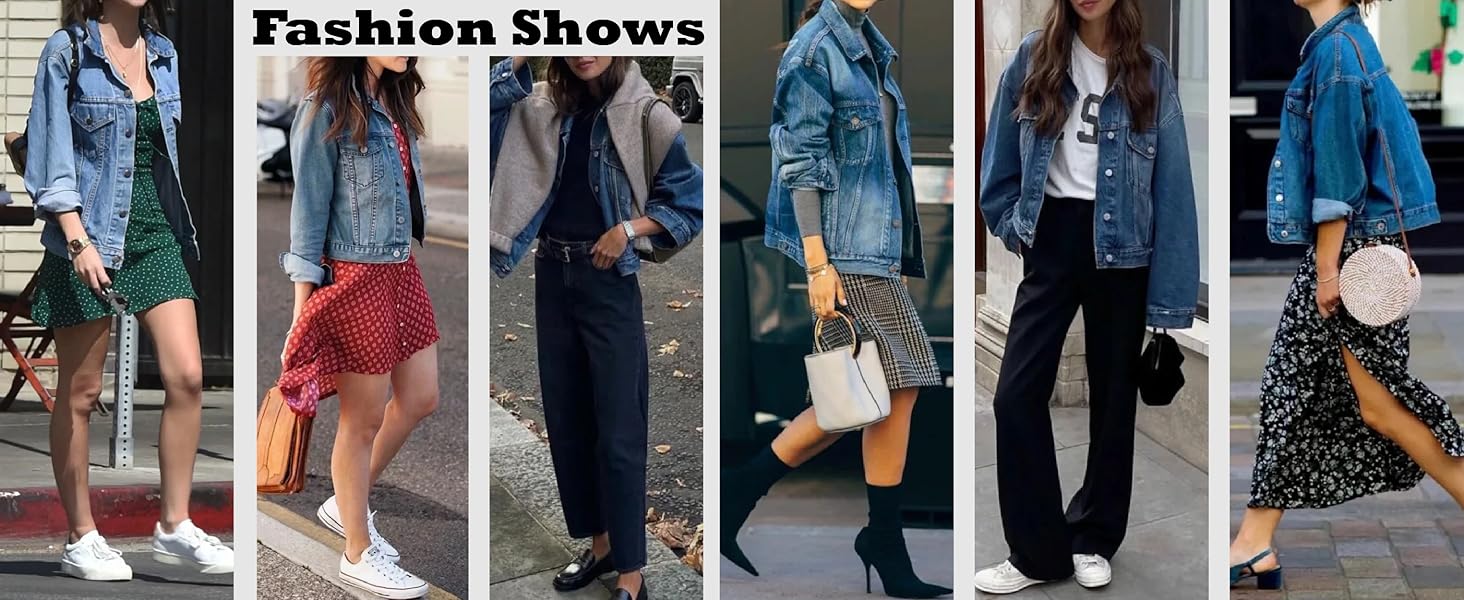 Women's Denim Jackets Long Sleeve Loose Fitted Jean Jacket Coats