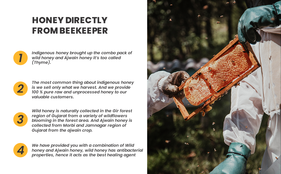 Natural wild honey and ajwain honey