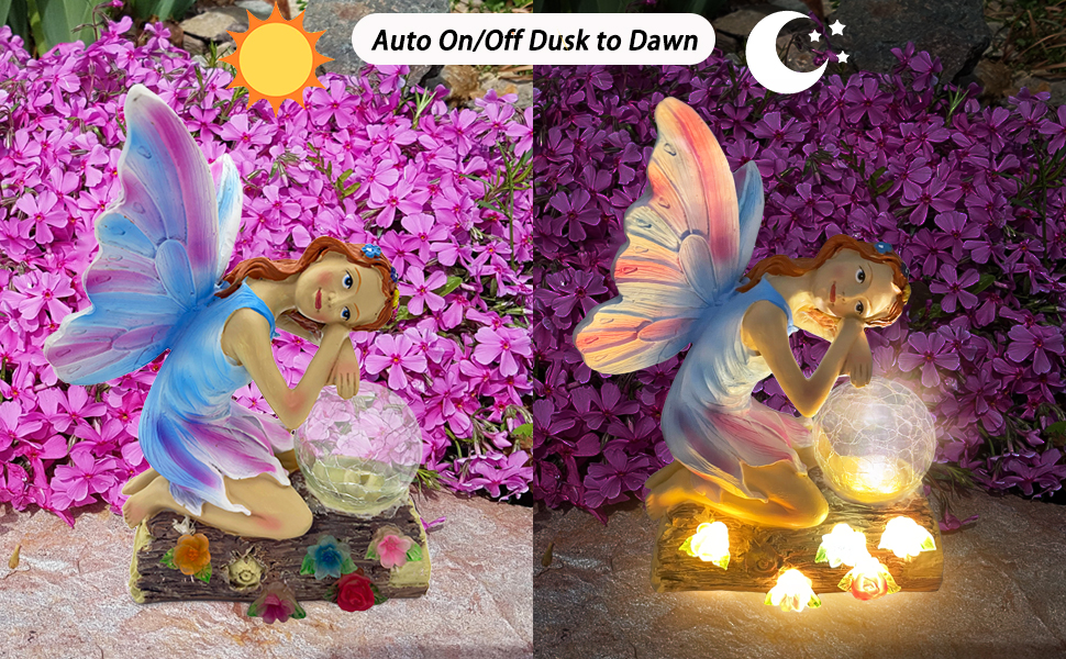 solar angel statue fairy garden outdoor decor garden light