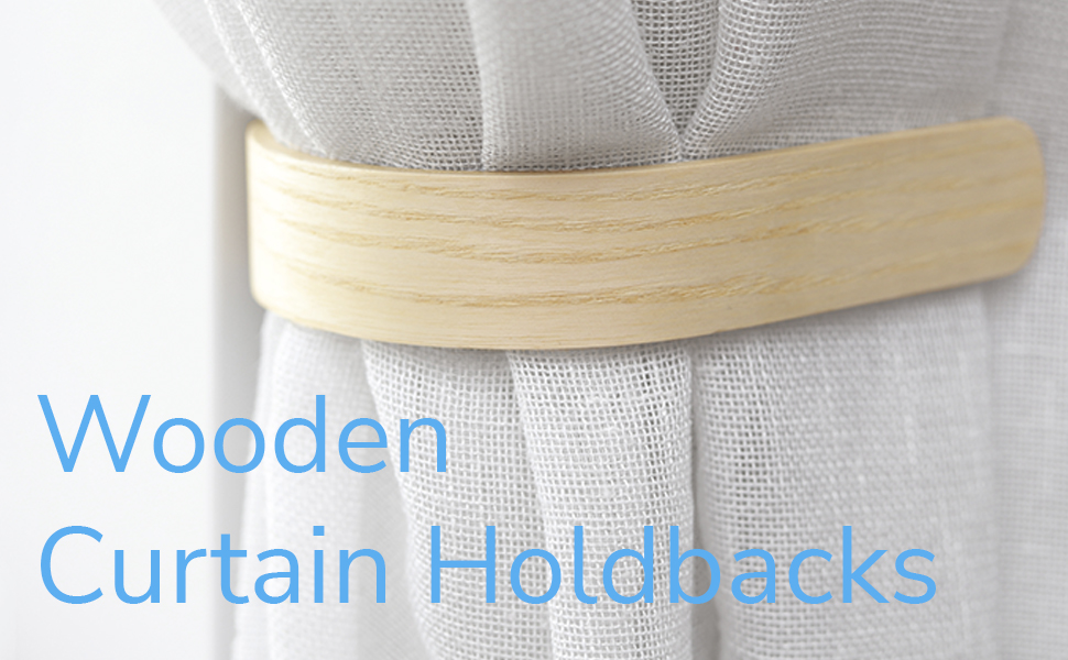 Wood Curtain Holdbacks Set of 2 Modern Farmhouse Holdback