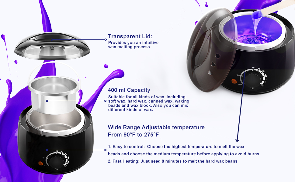 Waxing Kits Full Kit, Wax Heater Kit with Wax Warmer, 4 * 100g Wax