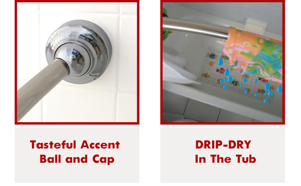 ROTATOR ROD Curved Shower Rod Chrome Rotating Curved