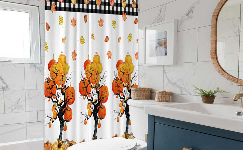 Strenflie Fall Shower Curtain 72x72 Inch, Rustic Autumn