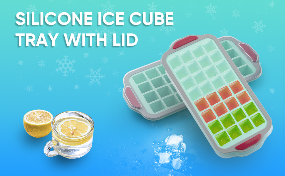 Ice Cube Tray with Lids, 1inch Ice Cube Maker, Covered Ice