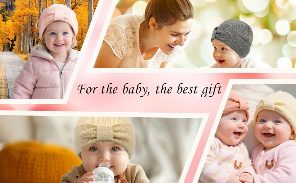 Cute Bow Toddler Infant Cuffed Beanies 0-8