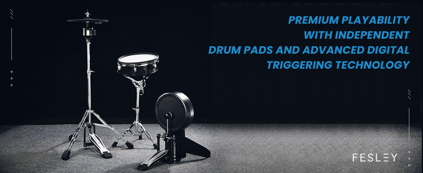 Fesley FED1200W Electric Drum Set, Full Size Electronic Drum Set with 5
