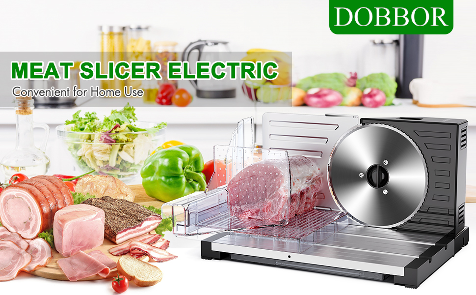 Meat Slicer, DOBBOR Electric Bread Slicer with Removable 7.5