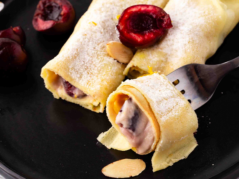 fork with a piece of crepe