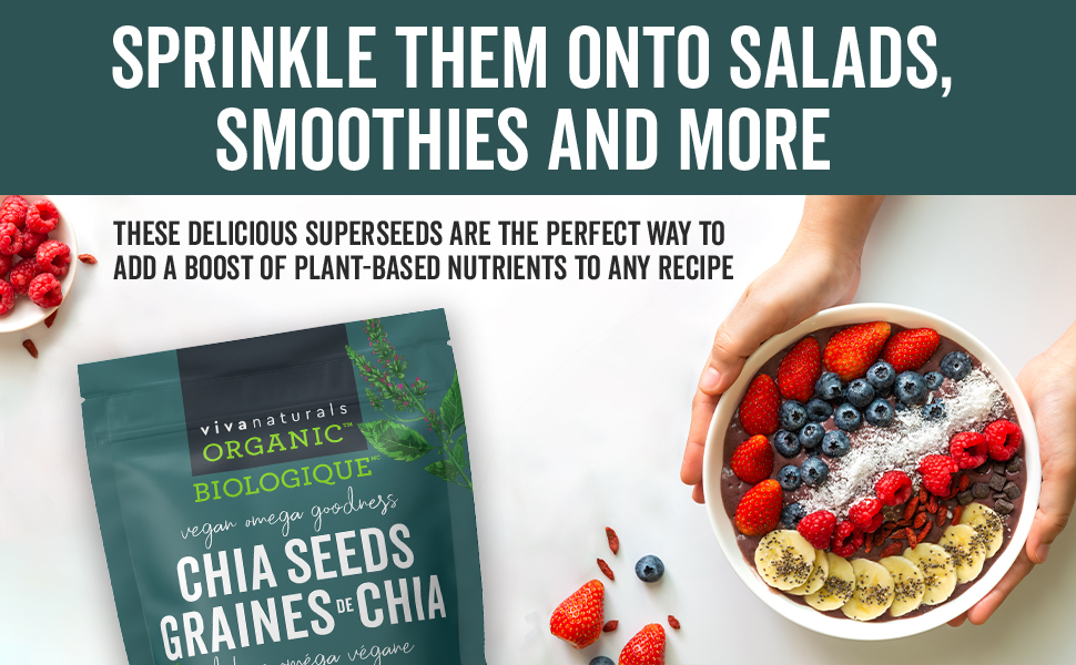 Viva Naturals Organic Chia Seeds 2 LBs PlantBased Omega3 and Vegan