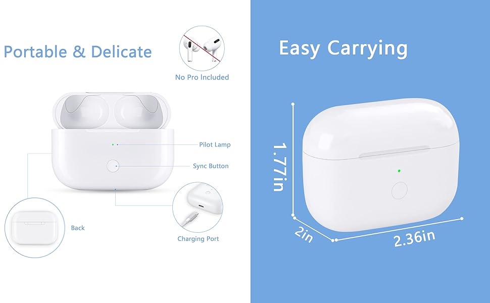 Airpods Pro Charging Case Replacement Only,Wireless