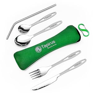 camping utensils travel with case mess kit utensil set for person silverware reusable lunch adult