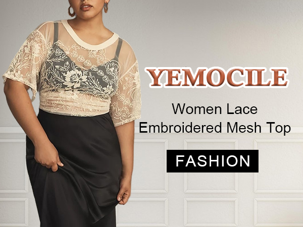 トップス ADALEE EMBROIDERY MESH BLOUSE Women Lace Embroidered Mesh Tops Floral Short Sleeve See