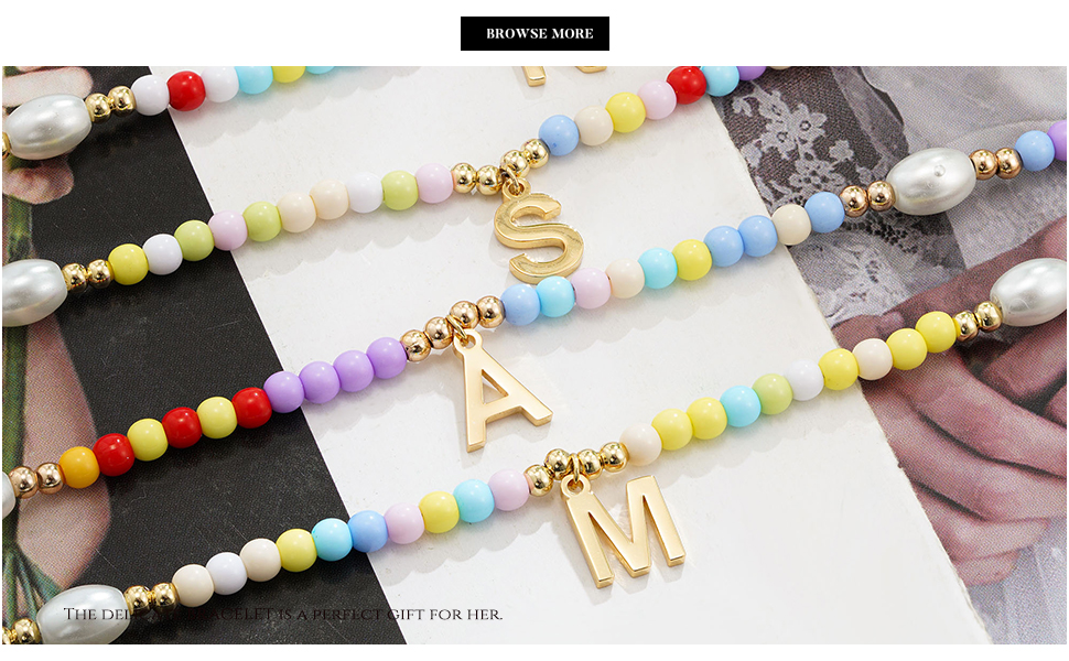 Colorful Beaded Initial Necklace