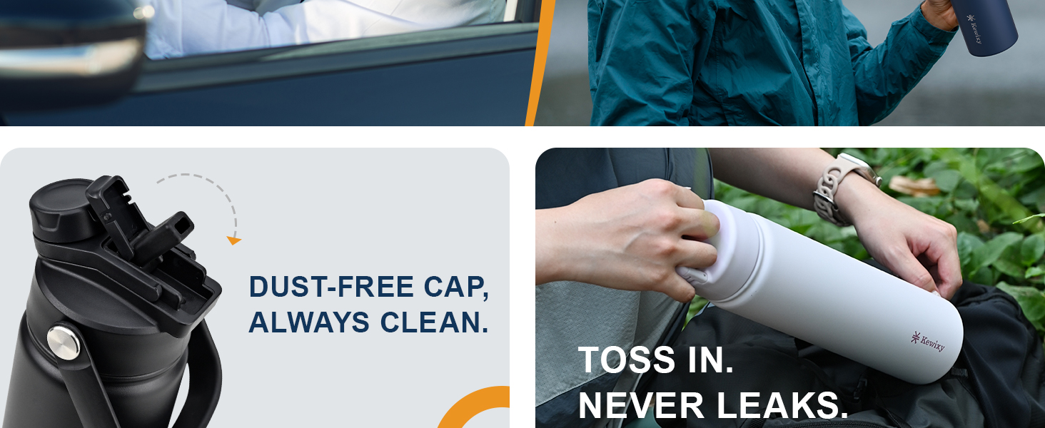 Insulated Water Bottle with Straw 2 lids