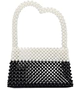Miuco Pearl Clutch Purses For Women Heart Shape Top-Handle Bag Beaded Pearl Handbags Handmade Tote