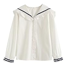 Amazon.com: KUFEIUP Women's Ruffled Sailor Collar Buttons Amazon.com: KUFEIUP Women's Ruffled Sailor Collar Buttons