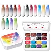 Karroy Sponge Pat Paint Nail Gel, Ombre Nails Gradient Gel Nail Blush Blooming Aura Nails Drawing...