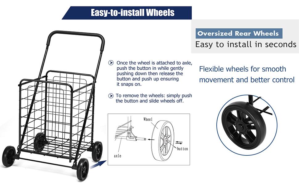 S AFSTAR Folding Shopping Cart, Portable Utility Cart w/All