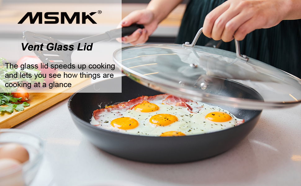 MSMK Frying Pan with Lid, 10 inch Nonstick Durable Egg