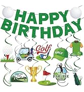 Gameza Golf Birthday Party Decorations, 16PCS Golf Happy Birthday Banners Hanging Swirls Decorati...
