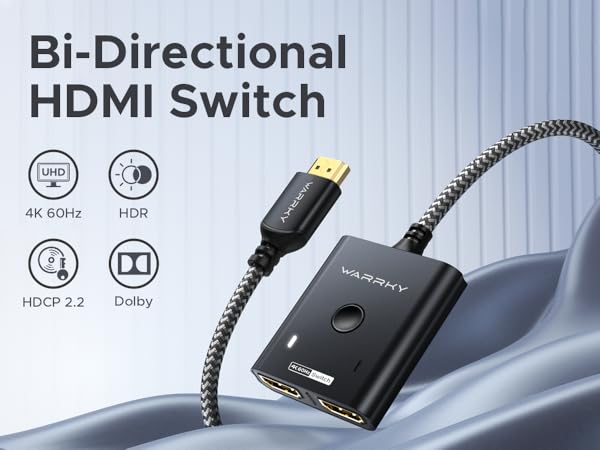 Amazon.com: HDMI Switch 2 in 1 Out 4K@60Hz, WARRKY [3.3ft