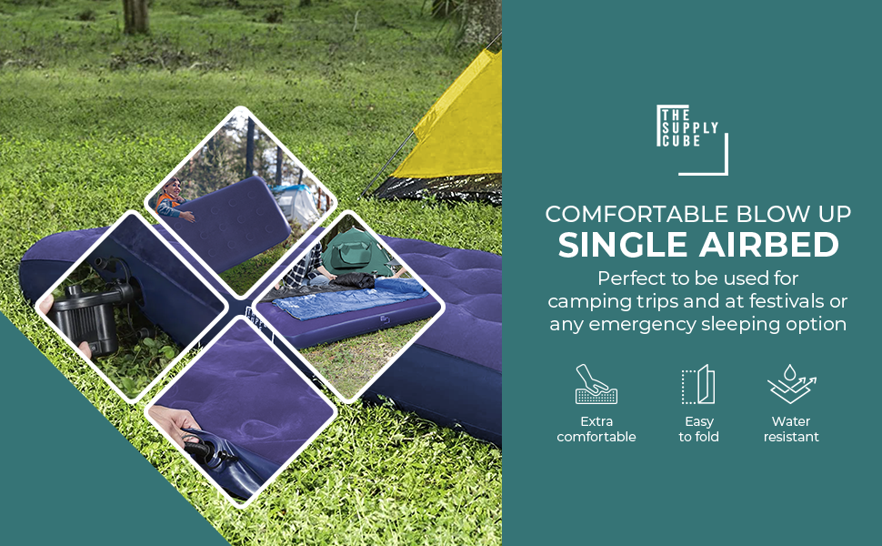 Supply Cube Double Airbed, Blow Up Bed with Pump Air bed, Airbed