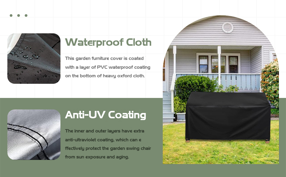 Ruucy Garden Bench Cover Waterproof 2 Seater, 210D Oxford Garden Seat