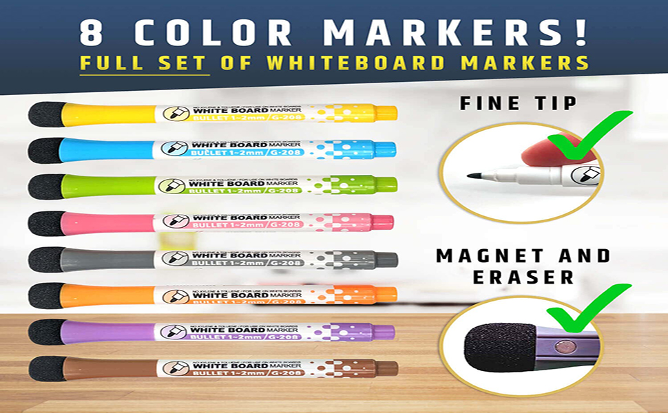 Store2508 Dry Erase Whiteboard Markers & Whiteboard Dusters