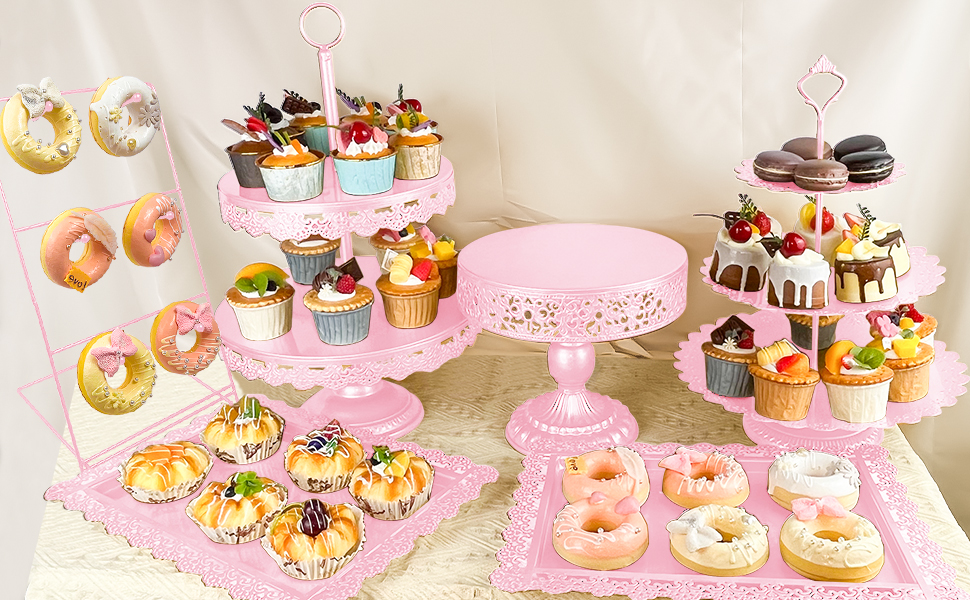 Pink Cake Stand Set7 Pcs Cake Stand SetDessert Table