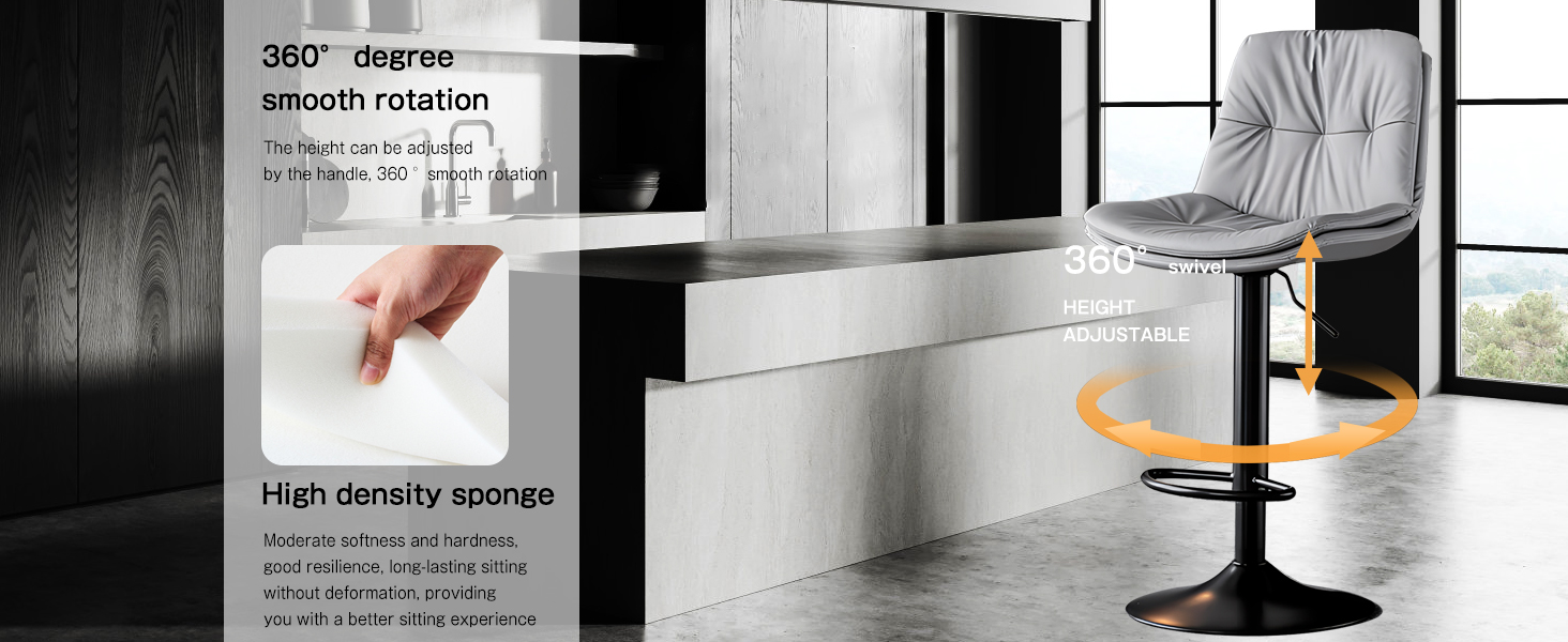 Swivel Bar Stools Set of 2, DoubleLayer Upholstered