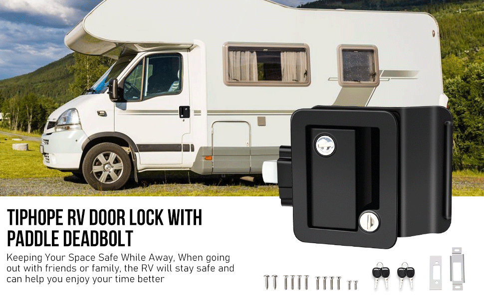 TIPHOPE 1 Pack RV Door Lock with Paddle Deadbolt,Zinc Alloy Metal Door