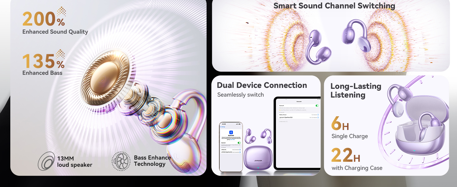 joyroom oe3 open earbuds open ear headphones wireless bluetooth open ear buds