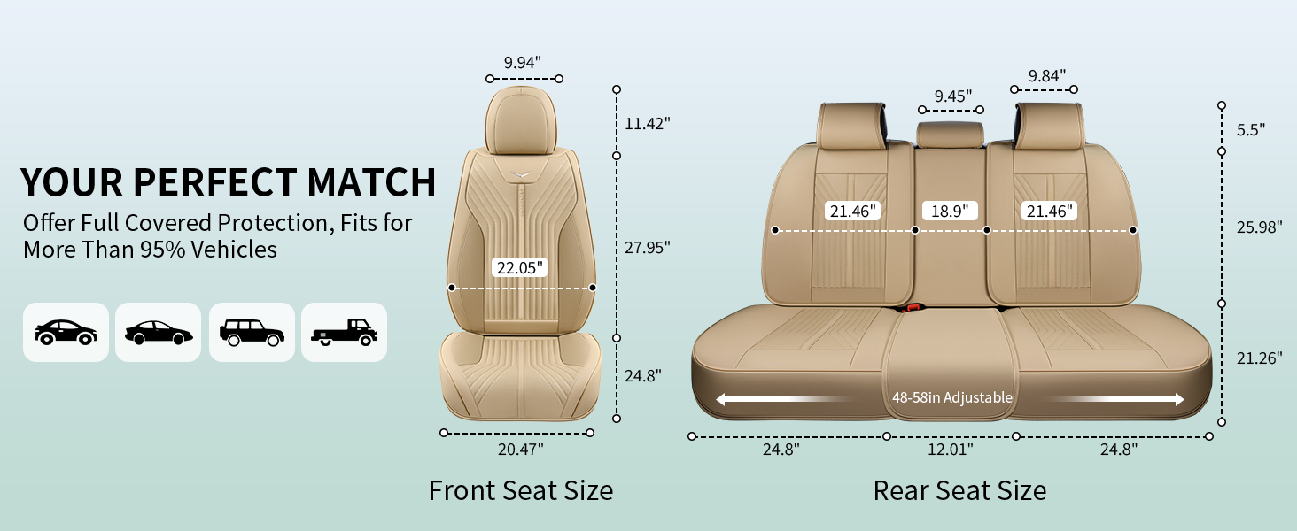 FLORICH Universal Car Seat Covers for Car, Seat Cover Full