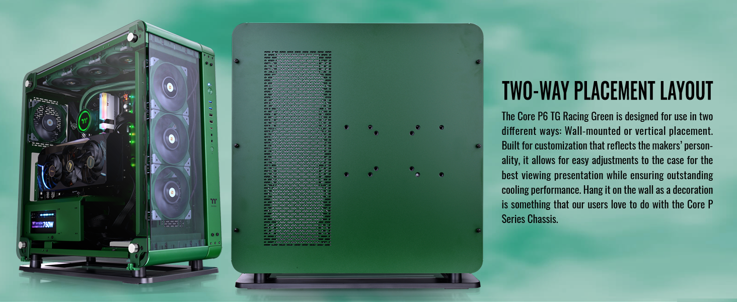 Core P6 Tempered Glass Racing Green Mid Tower Chassis