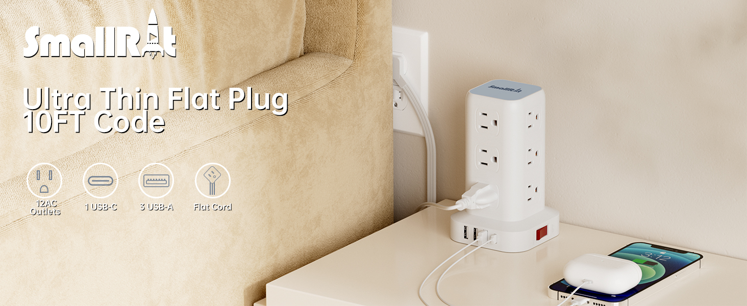 Flat Plug Power Strip