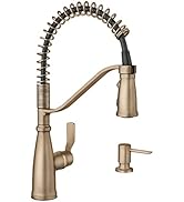 Moen Nolia Bronzed Gold One-Handle Pre-Rinse Spring Kitchen Faucet with Pull Down Sprayer, Single...