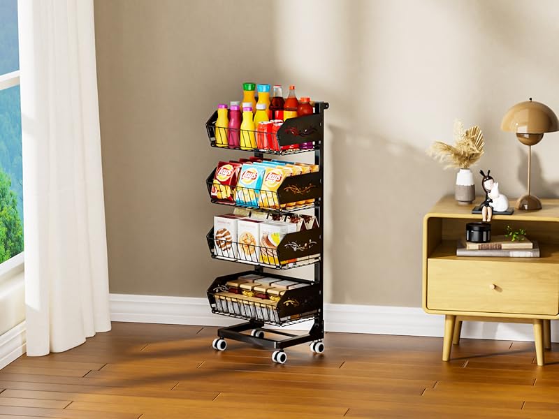 4-Tier Kitchen Snack Cart with Wheels