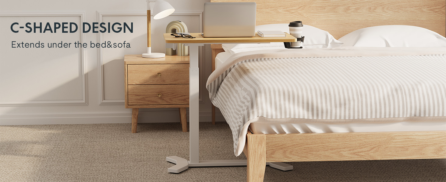 SANODESK Medical Adjustable Overbed Bedside Table with