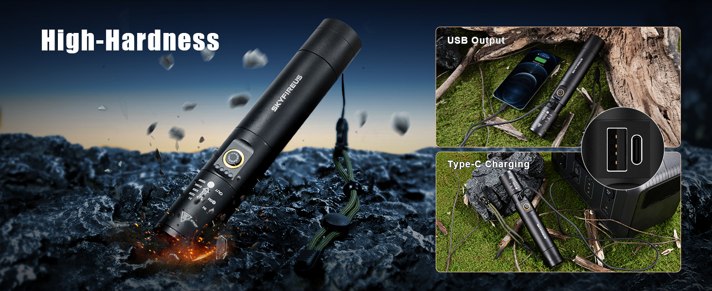 SKYFIRE LED Rechargeable Flashlight High Lumens