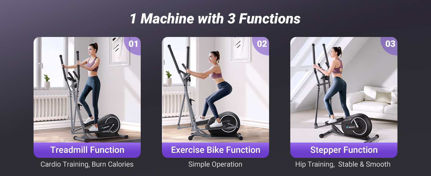 MERACH Elliptical Exercise Machine with Exclusive MERACH App, Compact ...
