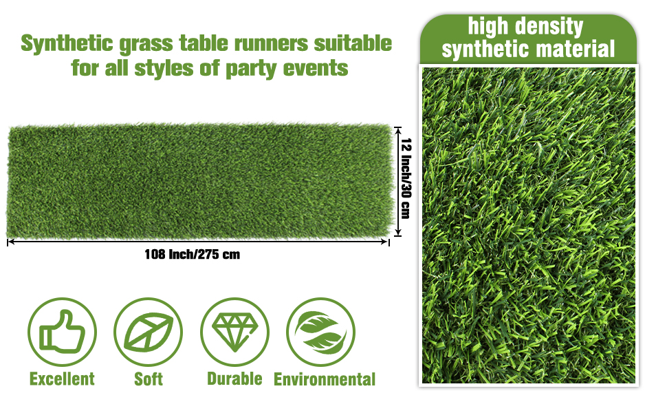 Kesfey Easter Grass Table Runner 12 x 108 Inch Artificial