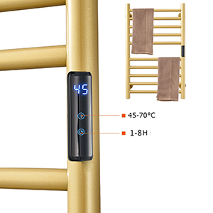Sèche Serviettes Électrique Radiateur Doré Accessoires De Salle De Bain, Minuterie Intégrée Contrôle De La Température 10 Bars Porte-Serviettes Chauffants Électriques, Hardwired 13 1