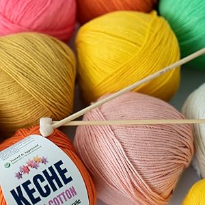 Keche Baby Cotton, Cotton Acrylic Yarn for Crochet and Knitting, Amigurumi Yarn