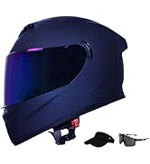 shamofeng Full Face Motorcycle Racing Street Bike Helmet with Cycling Glasses and Visor for Unise...